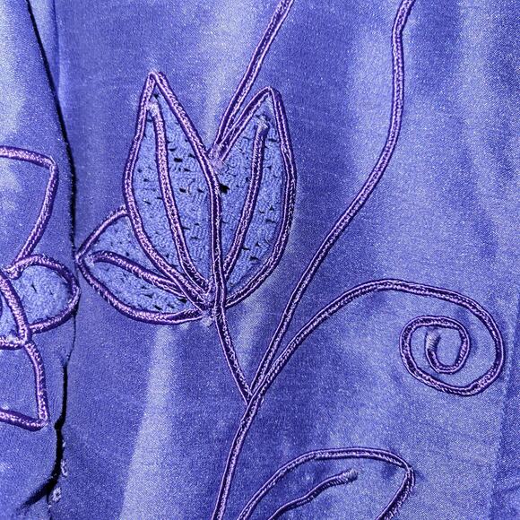 Marsh Landing Artsy Asian Floral Satin Jacket Sz M Blue‎ Embroidery Kawaii - Picture 5 of 11